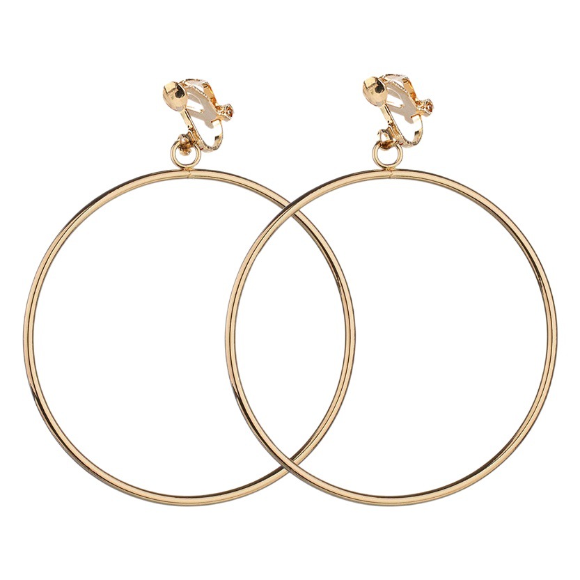 European and American large hollow circle cold wind earrings without earholes women's simple retro triangle ear clip wholesale