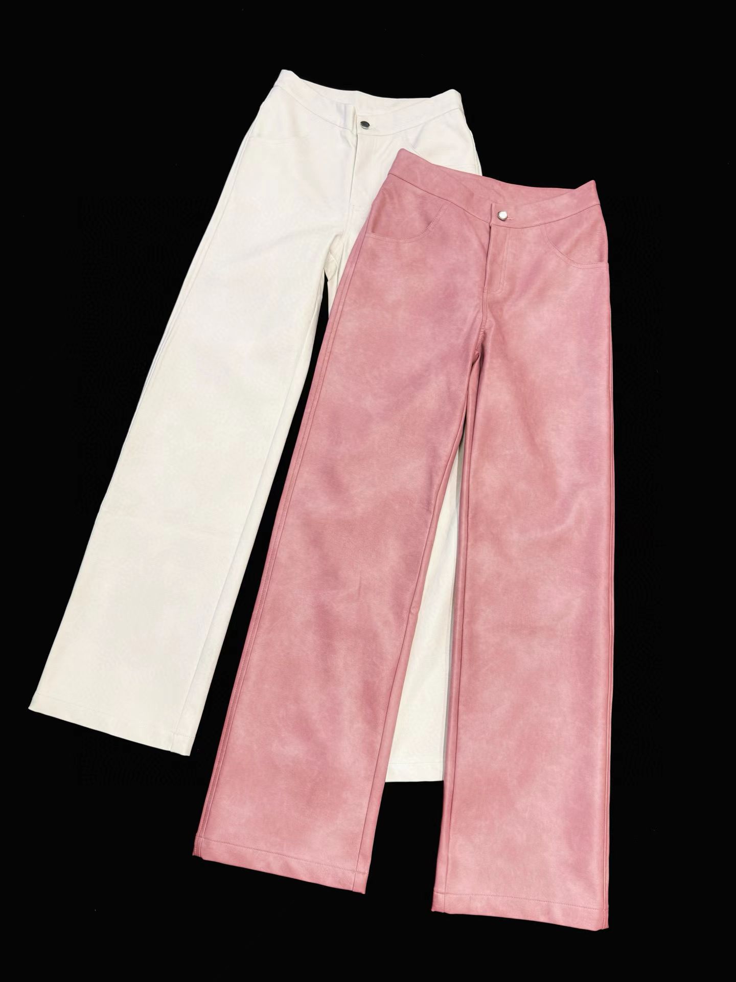 Du のアメリカンホワイトテクスチャーカジュアルパンツ V 字型ウエストスカルプパンツ女性の秋の新しいハイウエストストレートデザインパンツ