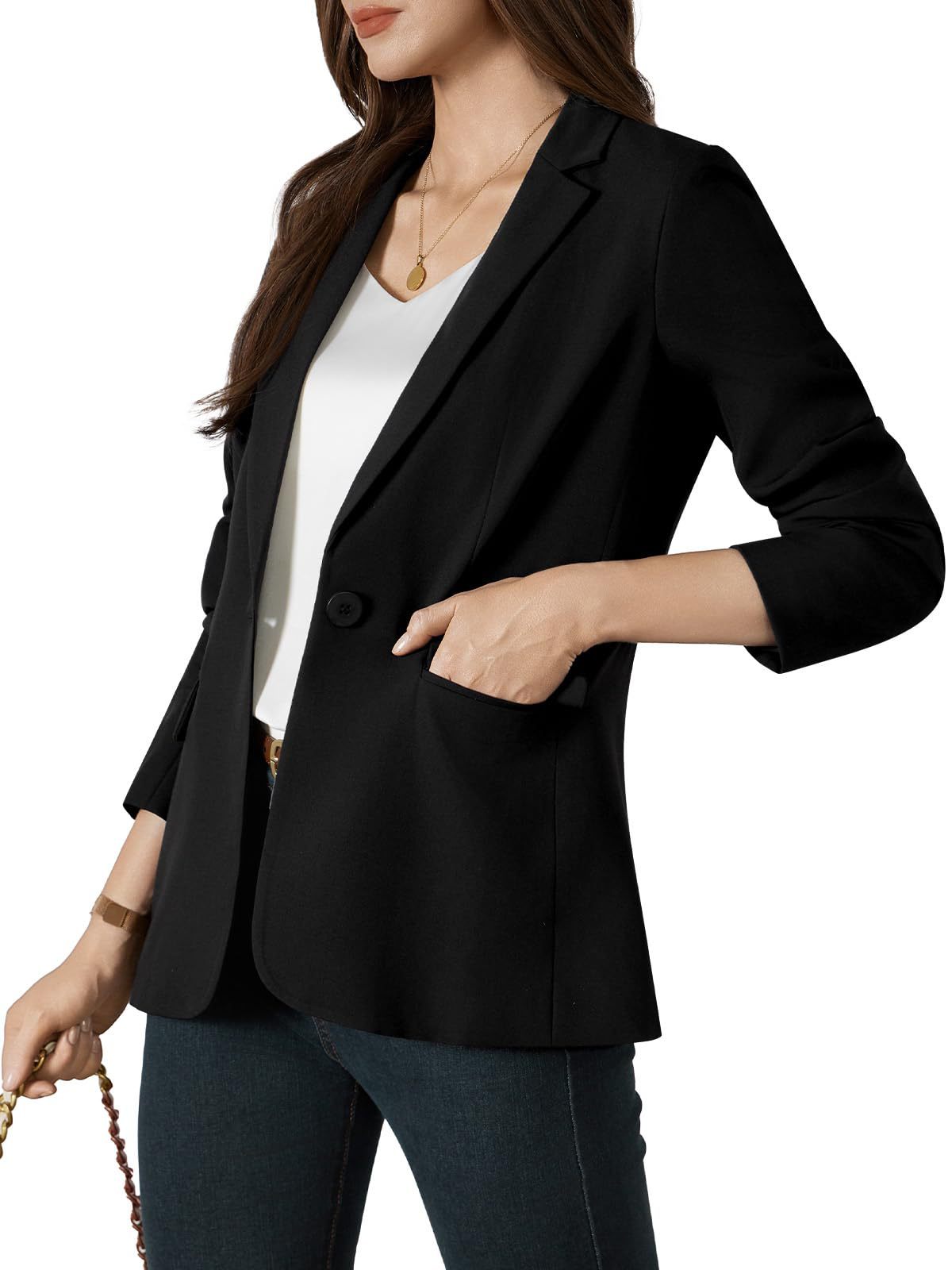 Fashionable Women's Single-button Blazer For Smart Office Wear_voghion.com