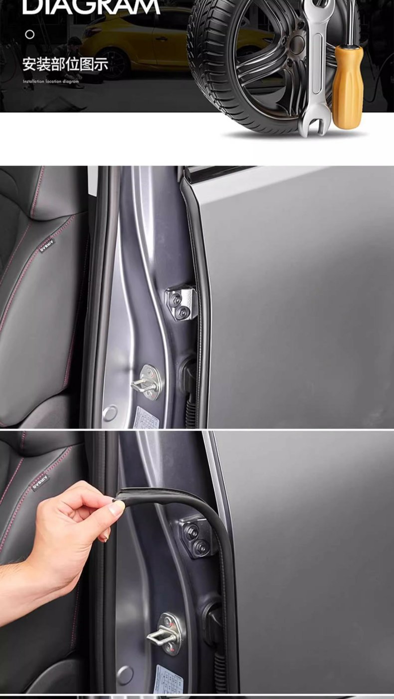 Suitable for Jietu Traveler Shanhai T2 Door Sound Insulation Strip Modified B-Pillar Seal Strip Door Gap Dustproof and Noise Reduction Accessories
