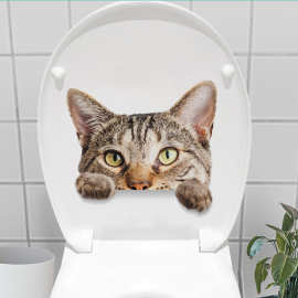可爱小猫浴室马桶贴卫生间马桶盖装饰贴纸坐便贴画瓷砖卡通贴纸