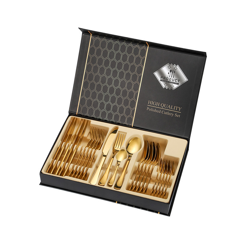 1010不鏽鋼餐具24件套 經典餐具四組件黑色禮盒裝cutleri set