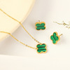 Fashionable quality necklace, chain, design set stainless steel, four-leaf clover, 750 sample gold