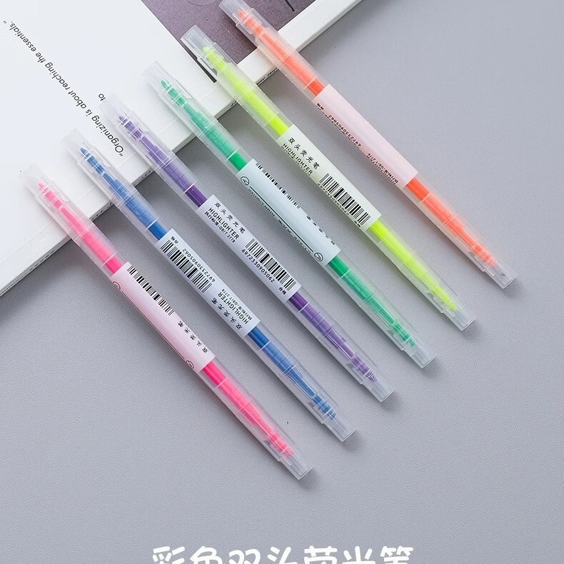 双頭蛍光ペン学生用手帳ペンマーカーカラーマーカー6色絵画ペン文房具卸売り|undefined