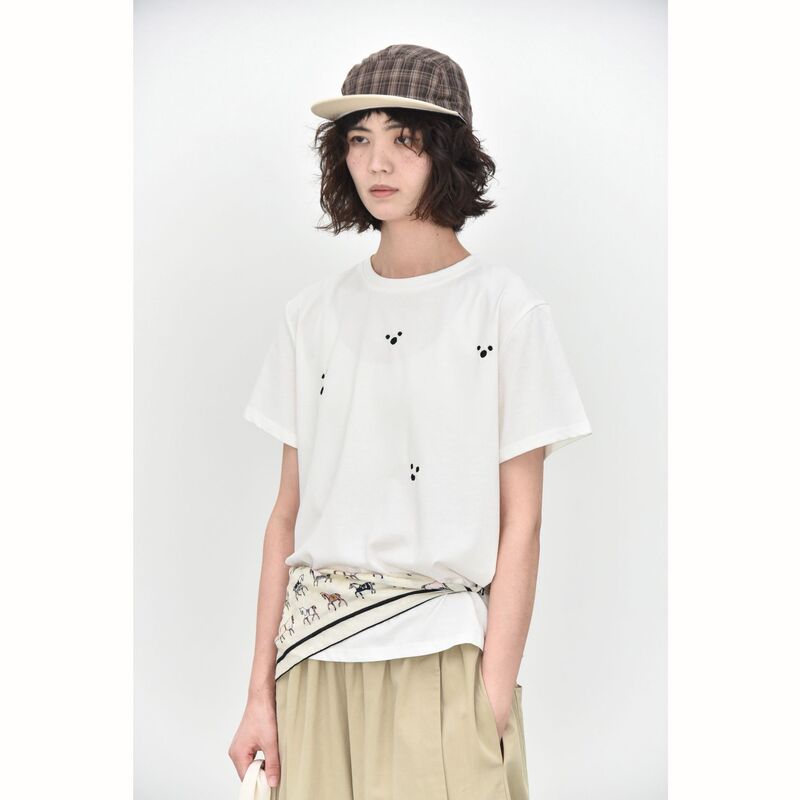 【Three and Two Collection】Emoticon Embroidery Japanese Style Casual Simple Basic Round Neck Summer New Pure Cotton T-Shirt 37173 【Three and Two Collection】Emoticon Embroidery Japanese Style Casual Simple Basic Round Neck Summer New Pure Cotton T-Shirt 37173