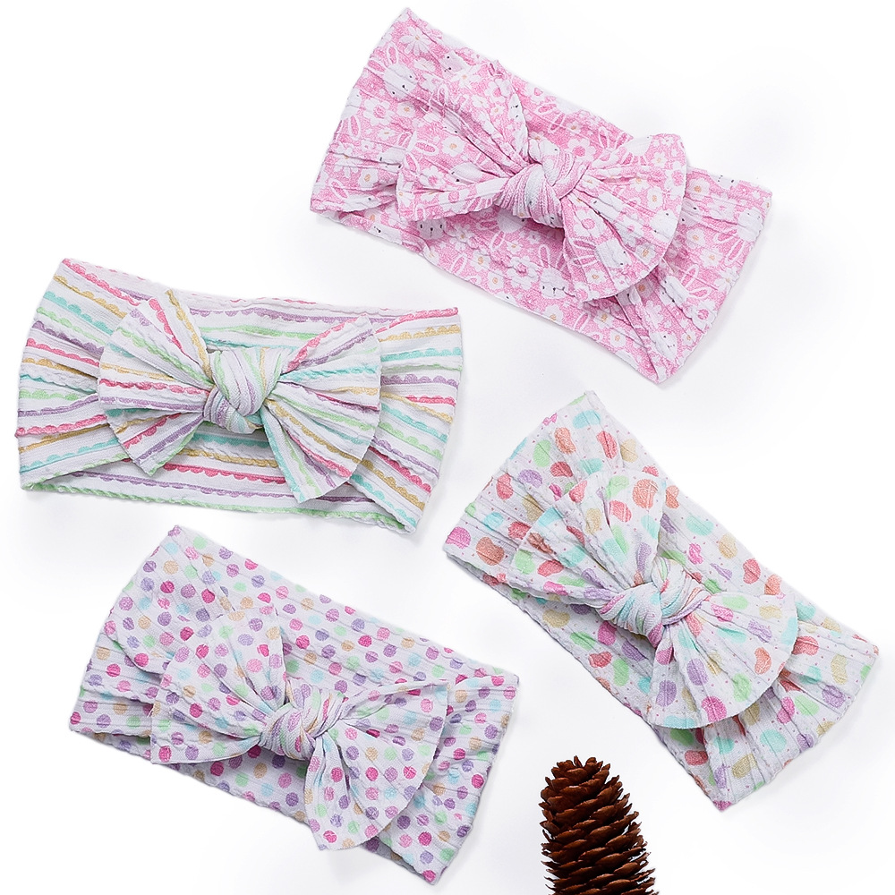 Sweet Bow Knot Synthetic Yarn Printing Hair Band display picture 2