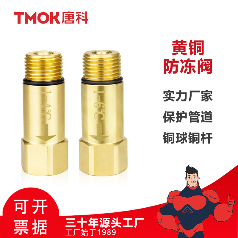 唐科防冻阀自来水管道直通式防结冰阀水管接头配件定温放水阀