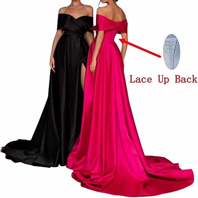 Cross-border Foreign Trade Evening Dress 2025 Satin Simple off-shoulder Elegant Slim-fit Long Banquet Host dress
