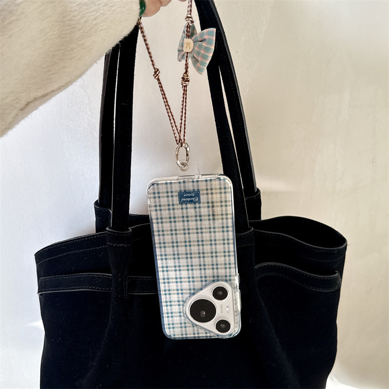 Japonés ins transparente a cuadros para Apple 15/16Promax funda para teléfono móvil iPhone 13/14 femenino nuevo 15P
