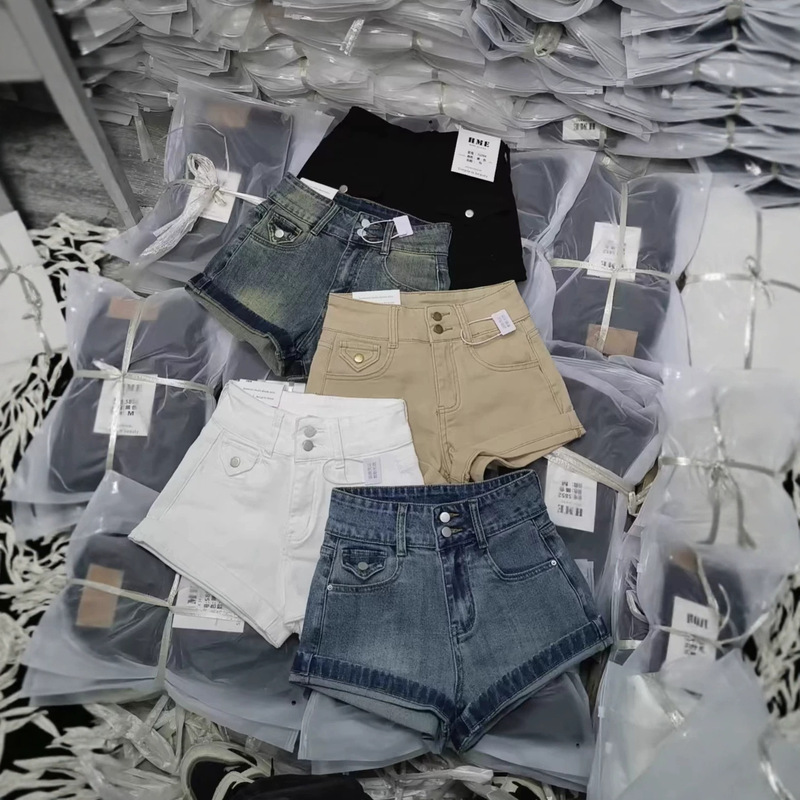 High-Waisted Retro Hot Girl Skinny Denim Shorts for Women, Summer Slim-Fit Hip-Hugging Versatile Hot Pants 7109