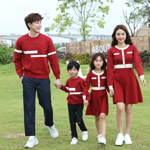 Parent-child set sweater, autumn and winter, thick, stylish knitwear, for a family of three or four, couple set, mother and daughter dress
