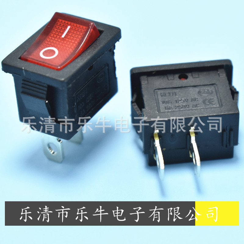红色船型开关 KCD1 2脚2档红色翘板开关 15X21mm透明红色电源开关
