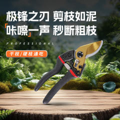 跨境新款园林剪果枝剪钢把弯头花枝剪修枝剪园林五金工具果树剪