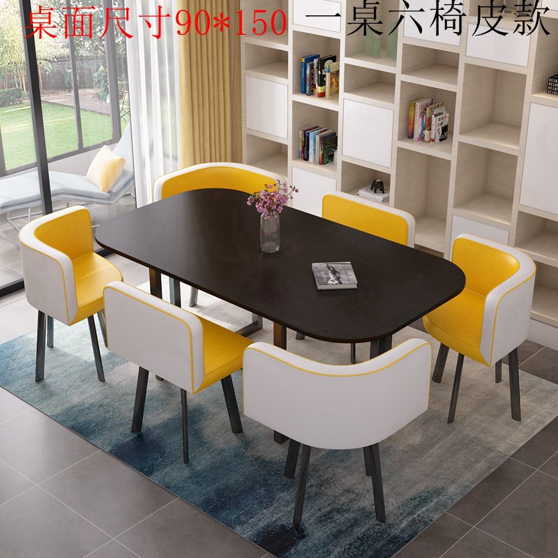 150*90 escritorio negro cuero amarillo y blanco una mesa seis sillas
