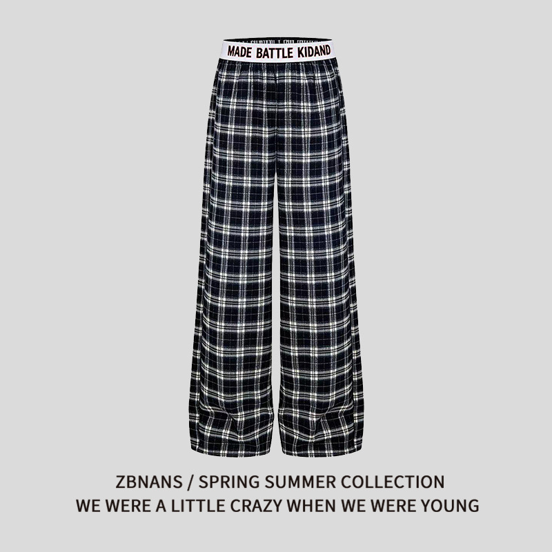 American-Style Lettered Plaid Low-Waist Casual Pants for Men and Women, Loose Fit, Slimming, Versatile, Trendy Long Pants American-Style Lettered Plaid Low-Waist Casual Pants for Men and Women, Loose Fit, Slimming, Versatile, Trendy Long Pants