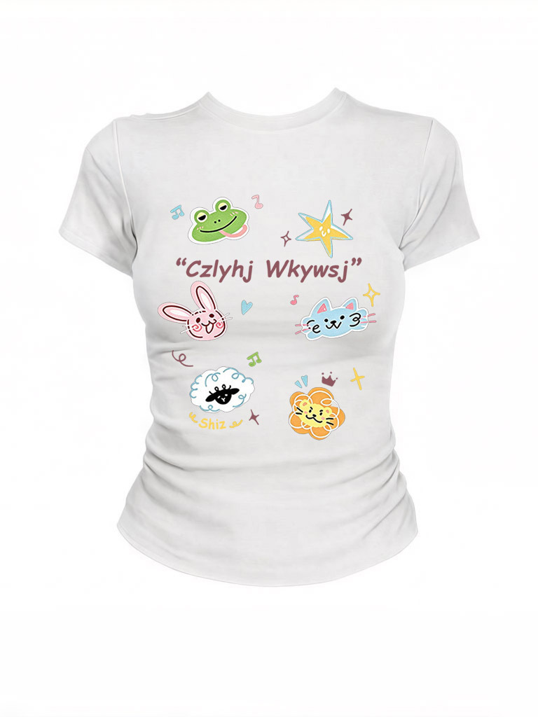 White cartoon cotton summer fitted base body-friendly short short…