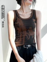 美式复古风吊带背心女2025春夏新款辣妹修身显瘦扎染内搭无袖上衣