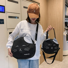 Wholesale Japanese cute cat canvas bag, Instagram cartoon student large capacity hand-held crossbody bag, versatile unisex shoulder bag