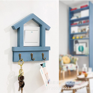 Solid wood blocking switch decorative stickers household wooden switch sleeve with hook socket frame protective stickers