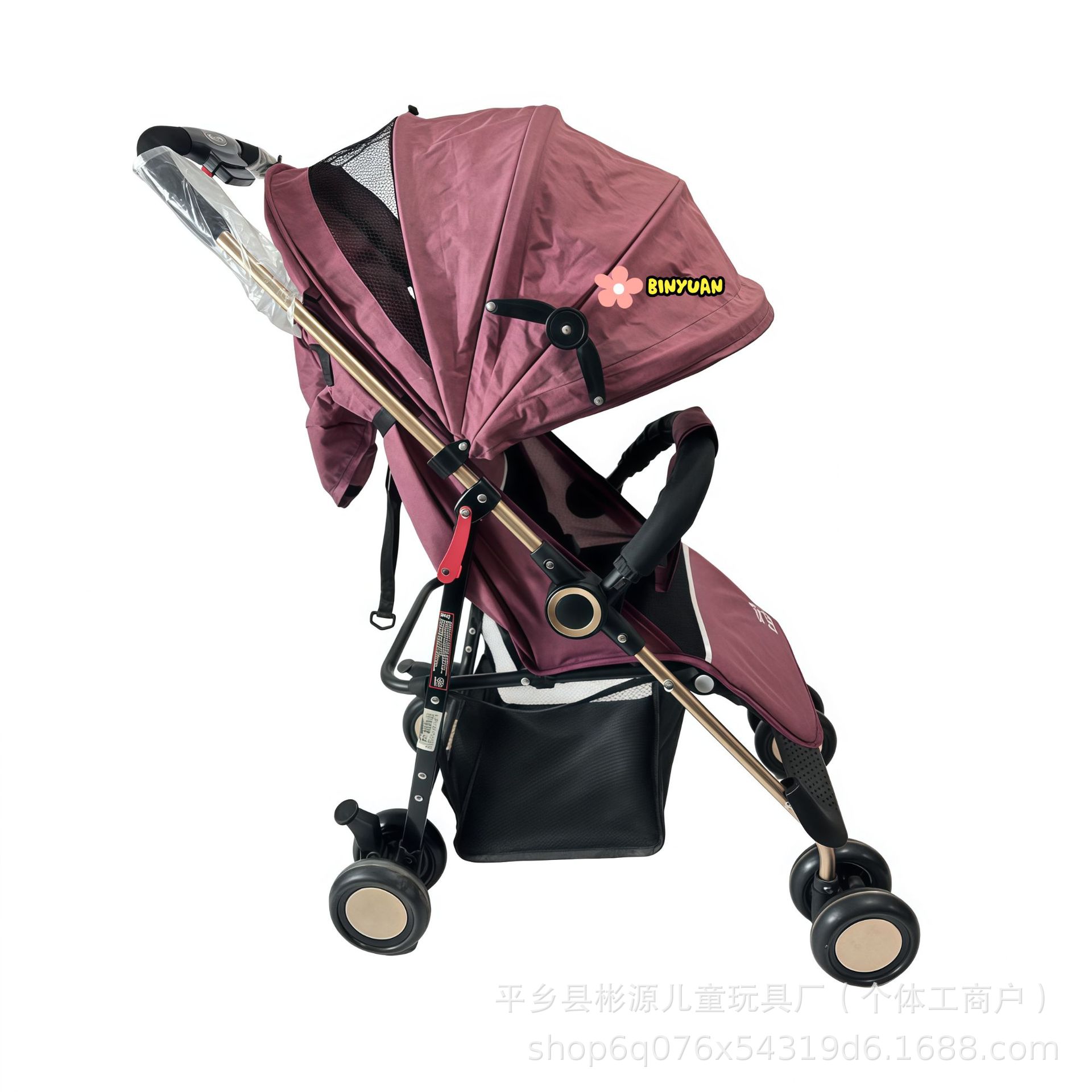 Fábrica de cabello recto al por mayor cochecito de bebé cochecito de bebé ligero fácil de almacenar se puede sentar y acostarse con un botón plegable