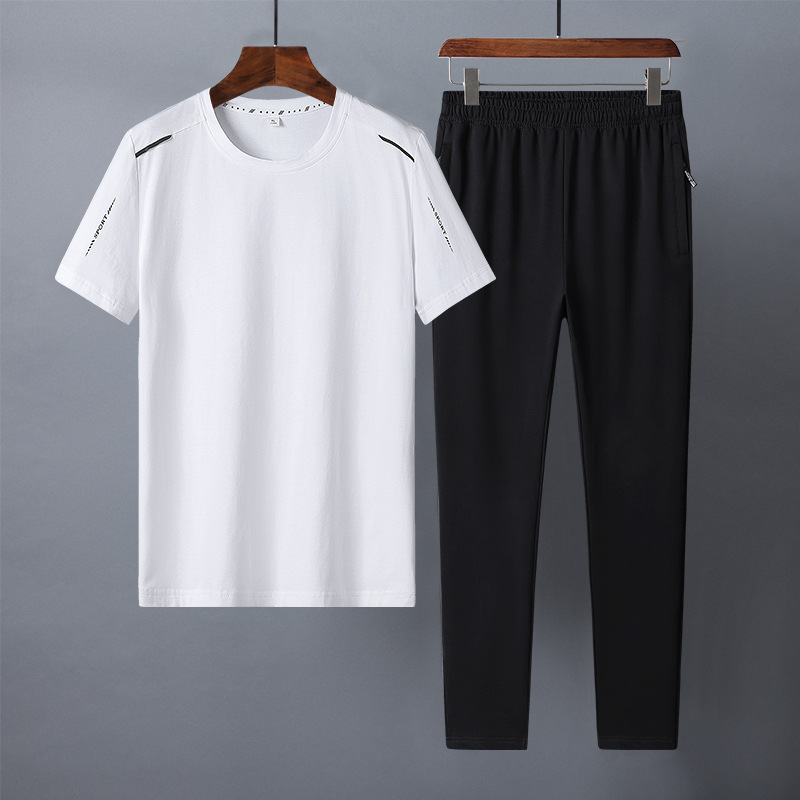 Gran tamaño de verano papá traje casual hombre traje deportivo de manga corta hombre traje de pantalones largos