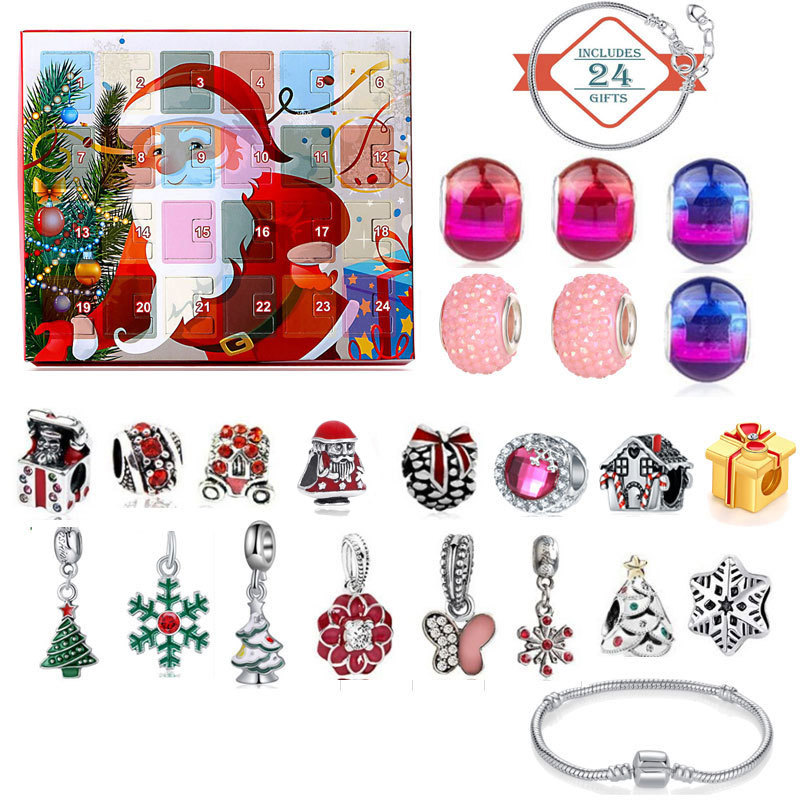 Unisex New Product Christmas Ornaments Countdown Calendar Gift Box Advent Bracelet Set_voghion.com