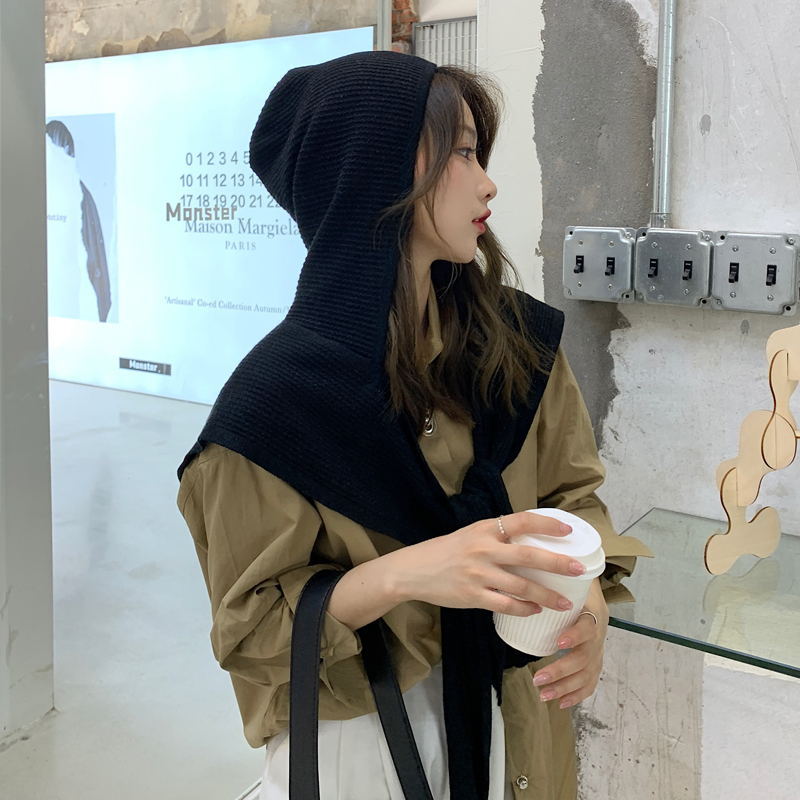 Corea del Sur Dongdaemun tejido chal de mujer otoño invierno con lana sólida con chapa de red roja con chapa de abrigo