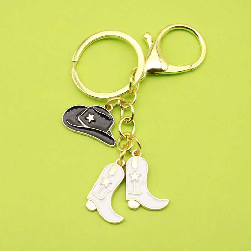 Amazon Popular Jewelry Boots Cowboy Hat Horseshoe Western Cowboy Alloy Pendant Keychain Father's Day Gift