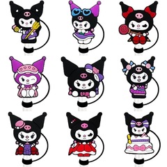 New Cross-border Kuromi Straw Cap 10mm Diameter Food-Grade Soft Silicone Straw Cover Water Cup Reusable