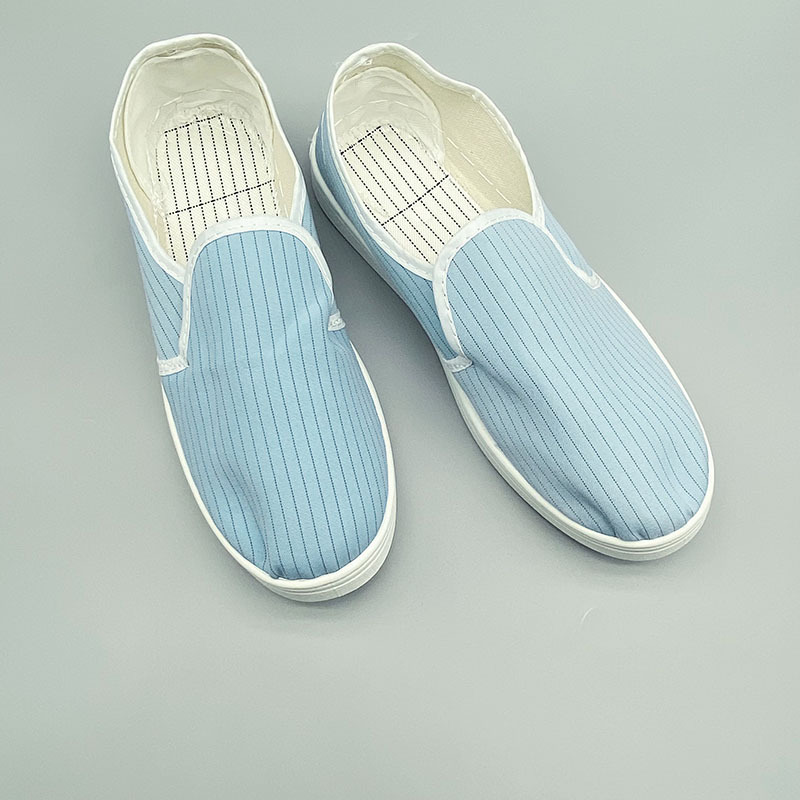 厂家批发防静电条纹中巾鞋PVC底防滑耐磨中巾工作无尘鞋