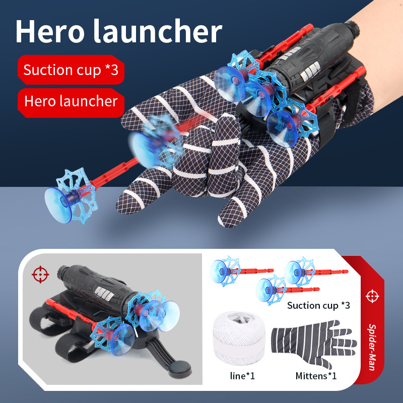 アップグレードされたブラックスパイダー (ランチャー + ソフト弾丸 3 個 + 手袋にはスパイダーシルクが付属) / opp袋
