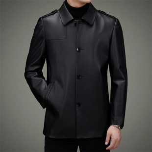 High-end Genuine Leather Men's Haining Cowhide Leather Jacket Spring and Autumn New Light Business Lapel Casual Jacket Men's Wear