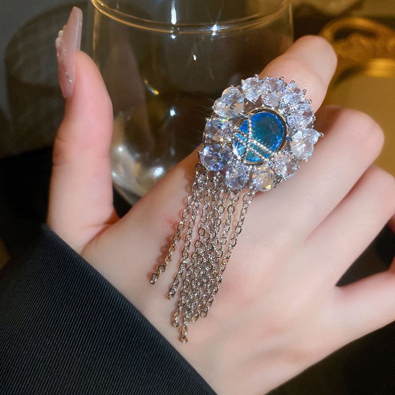 Luz de lujo circón retro Cruz hueco anillo frío estilo personalizado abierto anillo de dedo índice Corea del Sur ins pulsera del todo fósforo