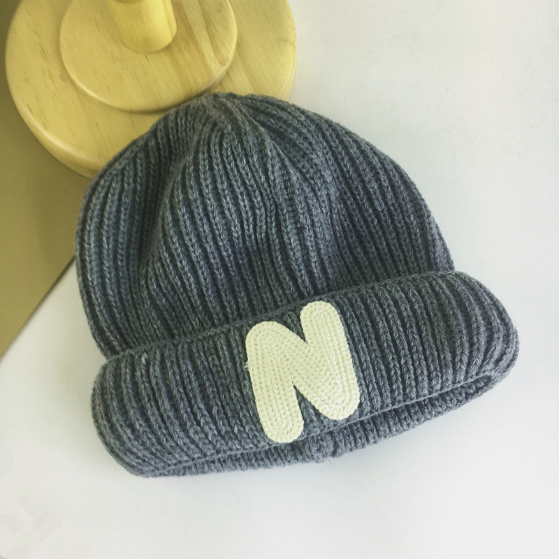 Unisex Children's wool hat baby cute autumn and winter letter cloth knitted hat boys and girls warm hat_voghion.com