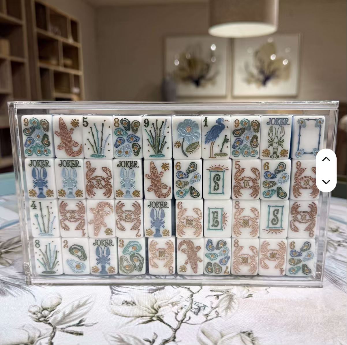 Cross-Border Acrylic Blue Ocean High-End Acrylic American-Style Mahjong Portable Mahjong Outdoor American-Style Mahjong Tiles