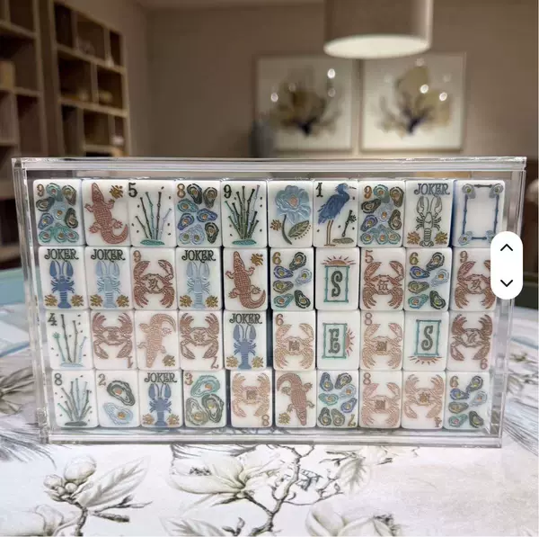 Cross-Border Acrylic Blue Ocean High-End Acrylic American-Style Mahjong Portable Mahjong Outdoor American-Style Mahjong Tiles