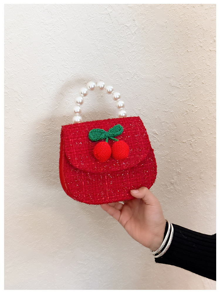 Women's Cotton And Linen Plaid Cherry Bow Knot Cute Beading Pearls Shell Flip Cover Crossbody Bag display picture 30