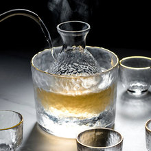 日式清酒壶礼盒套装 锤纹描金边冰酒壶白酒分酒器耐热温酒壶