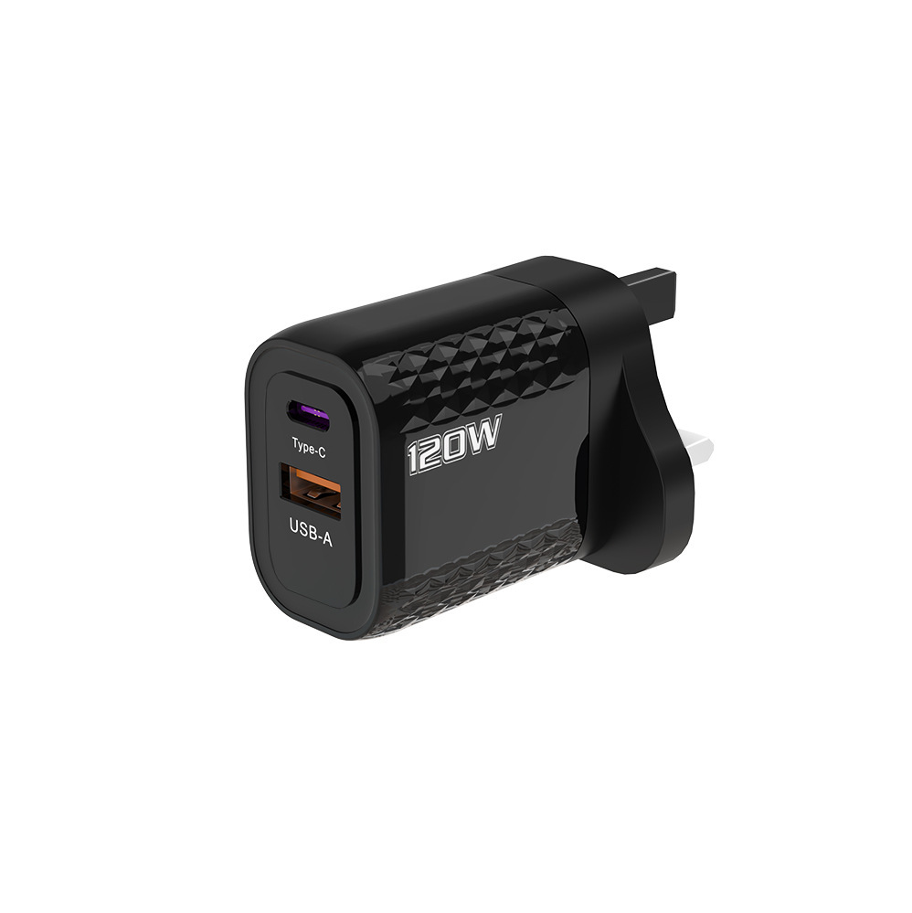 12W 다이아몬드 A+C 고속 충전 헤드(영국 표준, 검정색)