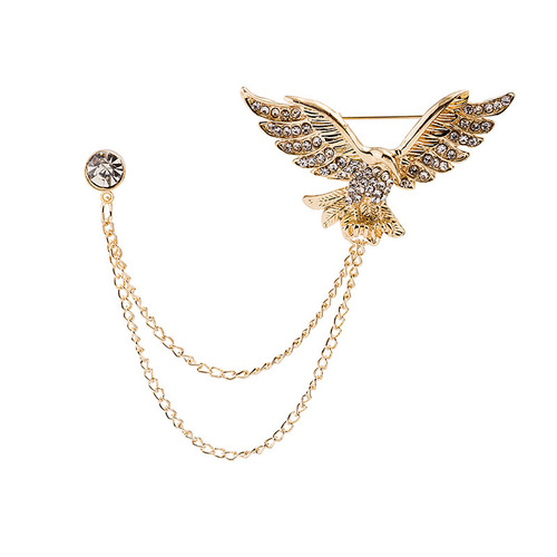 Collection of European and American personalized diamond-encrusted metal brooches and collar pins, high-end anti-exposure flower mask letter brooches