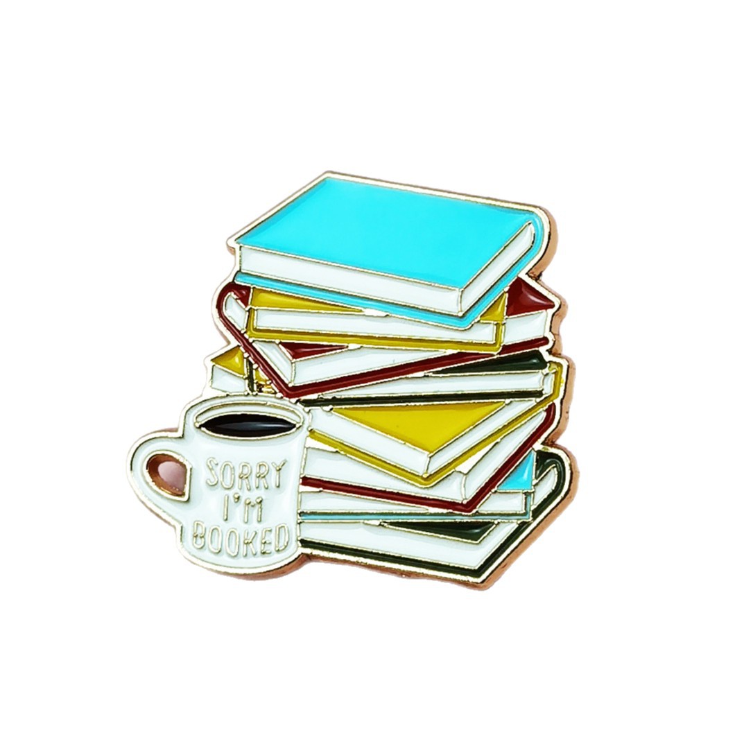 Libros personalizados Coffee Metal Broche Mochila simple para estudiantes Insignia de adornos Iins transfronterizos Accesorios geométricos Insignia