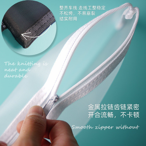 Wholesale document bag, mesh A6 transparent pencil bag, nylon simple student exam pencil bag, large capacity for girls