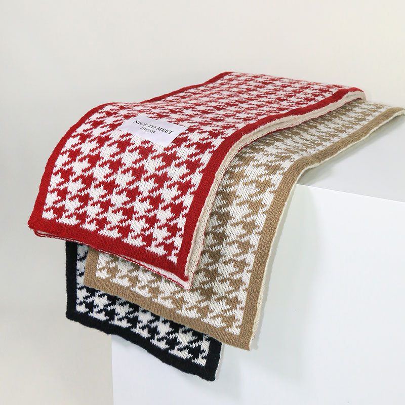 Sciarpa a griglia Qianniao da donna, inverno 2023, nuova coppia di studenti coreani versatili, lavorata a maglia, collo caldo_voghion.com