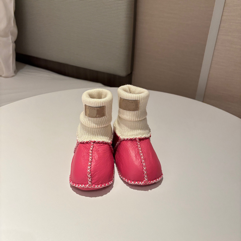 桑坡纯色羊皮毛一体宝宝棉鞋婴幼儿鞋室内步前鞋袜软底男宝女宝|undefined