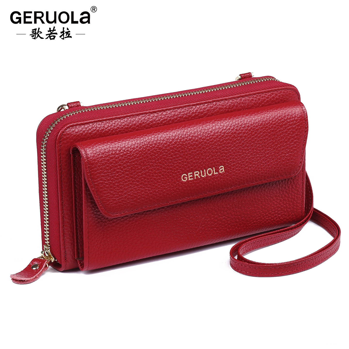 Cartera de cuero nuevo para mujer, embrague de piel de vaca de primera capa, bolso transfronterizo para teléfono móvil, bolso pequeño, bolso de hombro, embrague para mujer