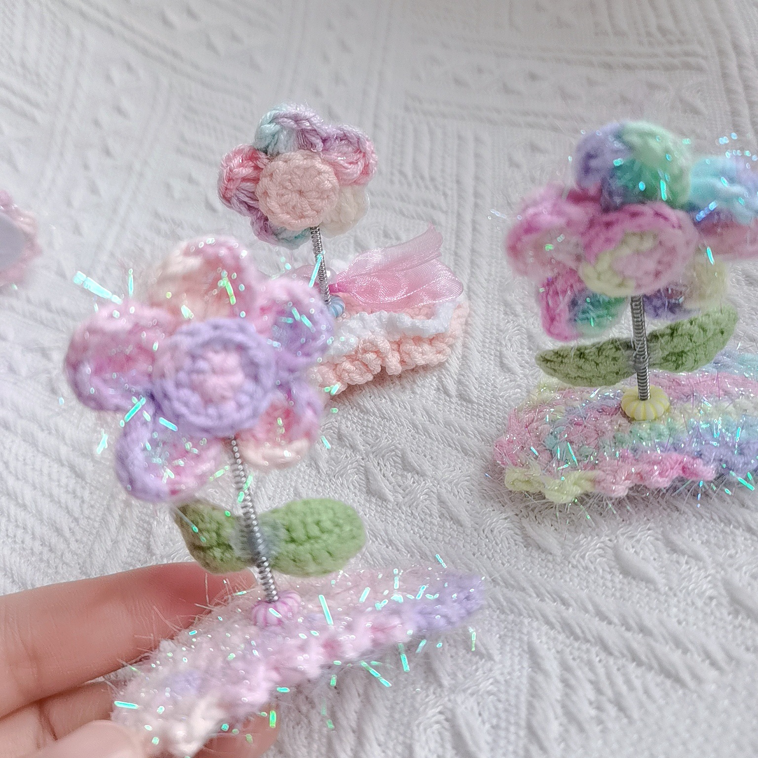 Cute Flower Wool Knitting Hair Clip display picture 2