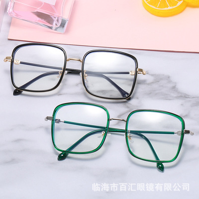 2021 new pattern tr90 Blue light Plain glasses Retro square glasses men and women myopia Spectacle frame wholesale