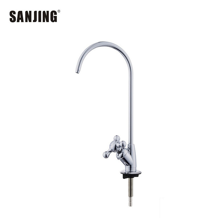 2 puntos de enchufe rápido codo de acero inoxidable purificador de agua grifo núcleo de cobre de alta calidad tres-tenedor grande curva recta grifo para beber