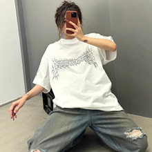 正确版B家t恤女短袖火焰字母印花半袖衫 潮牌巴黎短袖T恤男女情侣