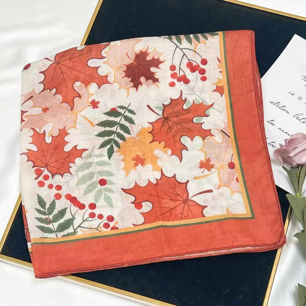 60g Weight Kerchief Classification Daily Occasion cotton and linen Material Flower Pattern Summer Season Women's Gender IG Style Style Women's IG Style Flower Cotton And Linen Kerchief 7